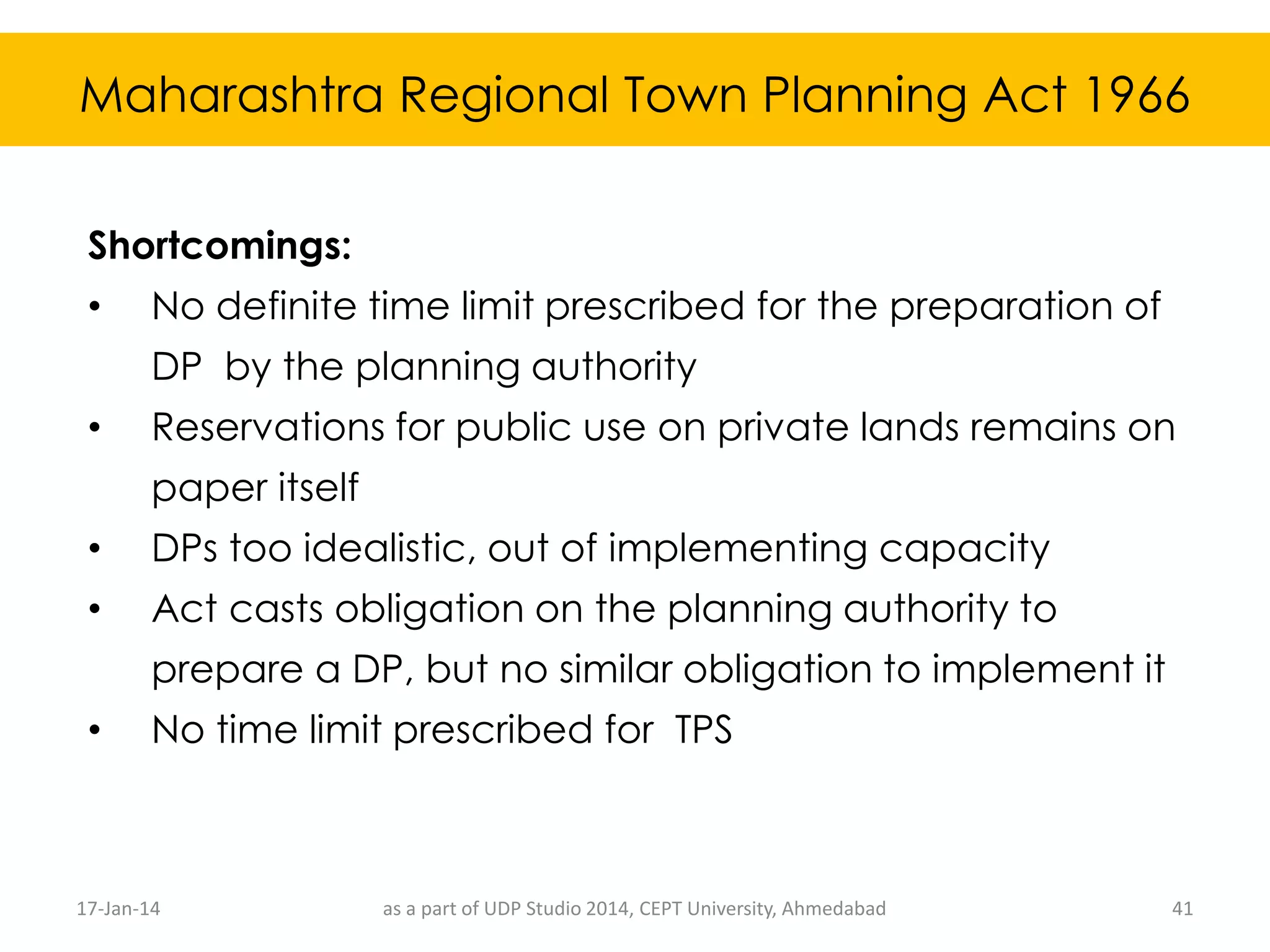 Maharashtra regional town planning act 1966 ppsx