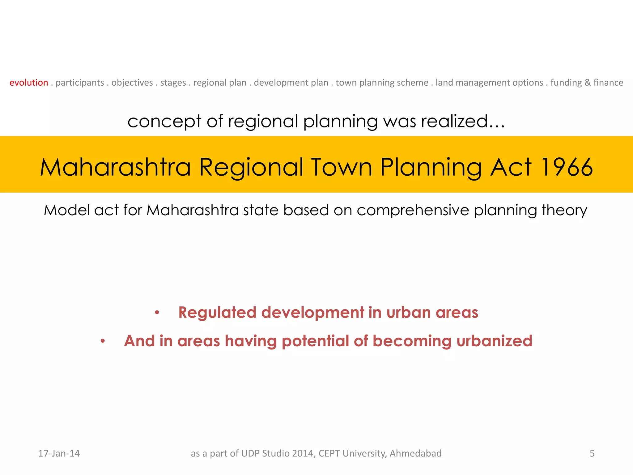 Maharashtra regional town planning act 1966 ppsx