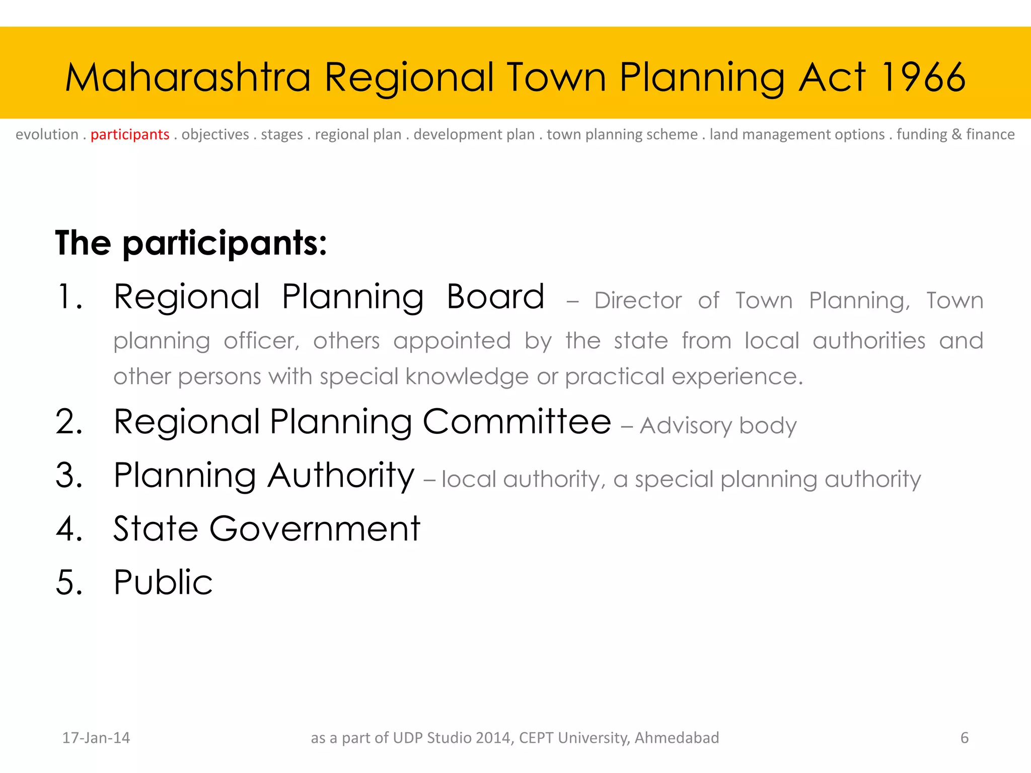 Maharashtra regional town planning act 1966 ppsx