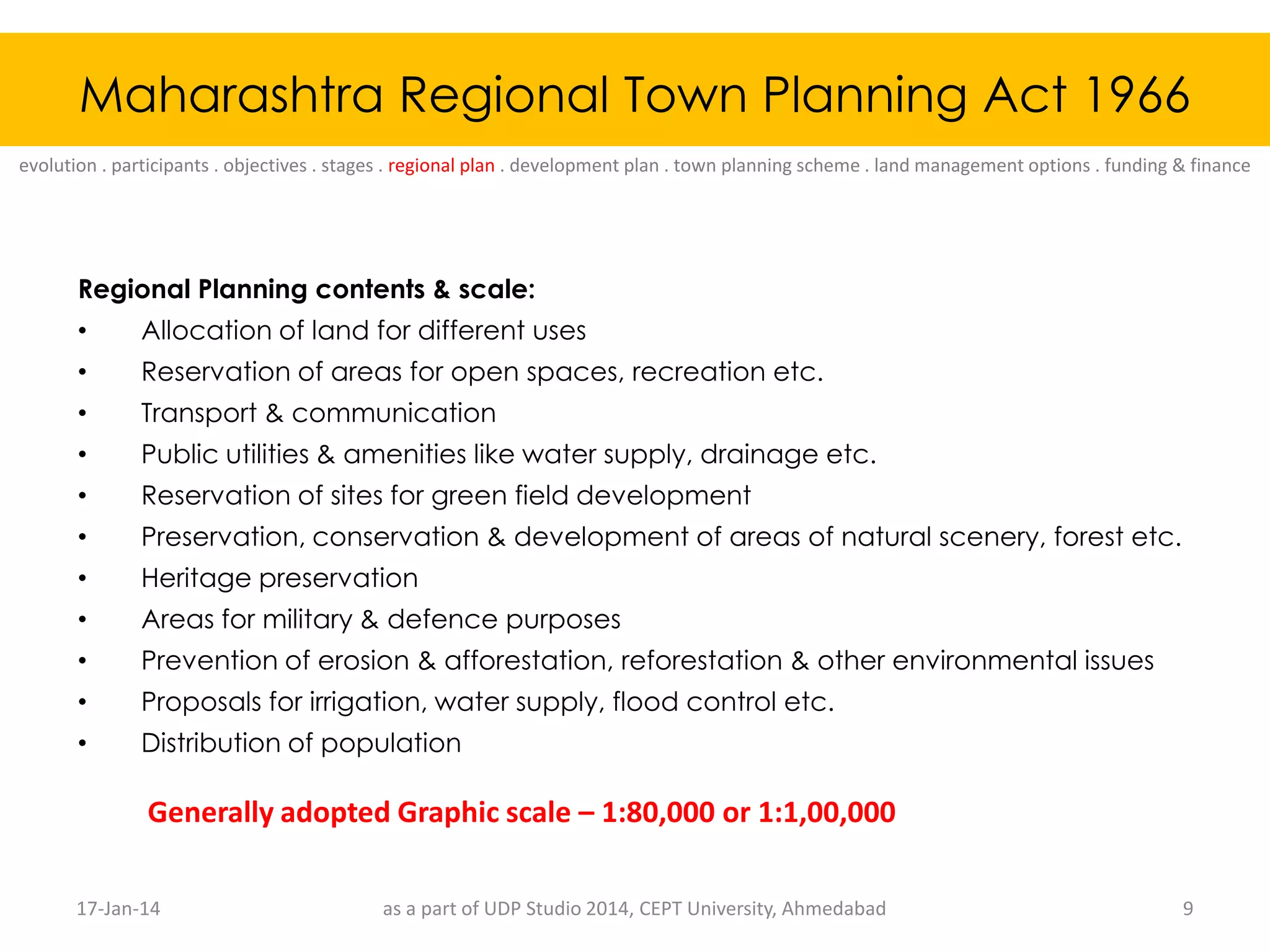 Maharashtra regional town planning act 1966 ppsx