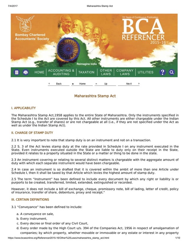 Maharashtra stamp act PDF