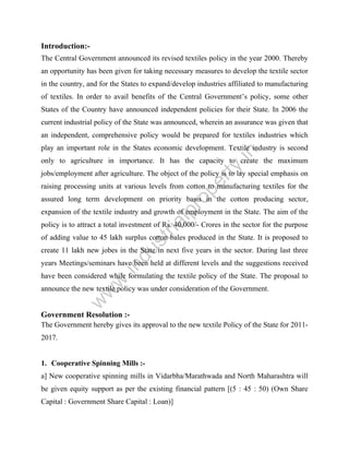 Maharashtra Textile Policy | PDF