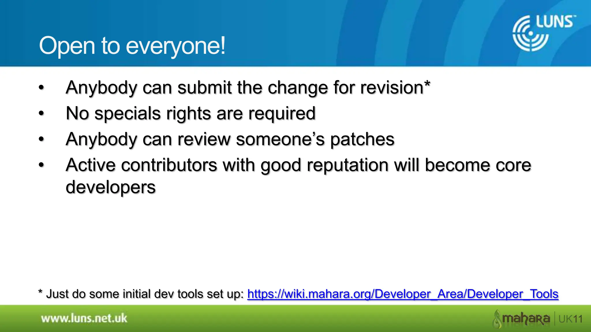 How revision was done beforeChange is reviewed and pushed to masterChange is mailedto core developersPatch was submitted using email to the core developers