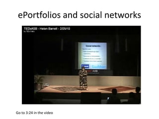 ePortfolios and social networks



               http://www.youtube.com/watch?v=ckcSegrwjk
               A




Go to 3:24 in the video
 