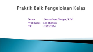 Nama : Nurmahasa Siregar, S.Pd
Wali Kelas : XI-Ikhwan
TP : 2023/2024
 