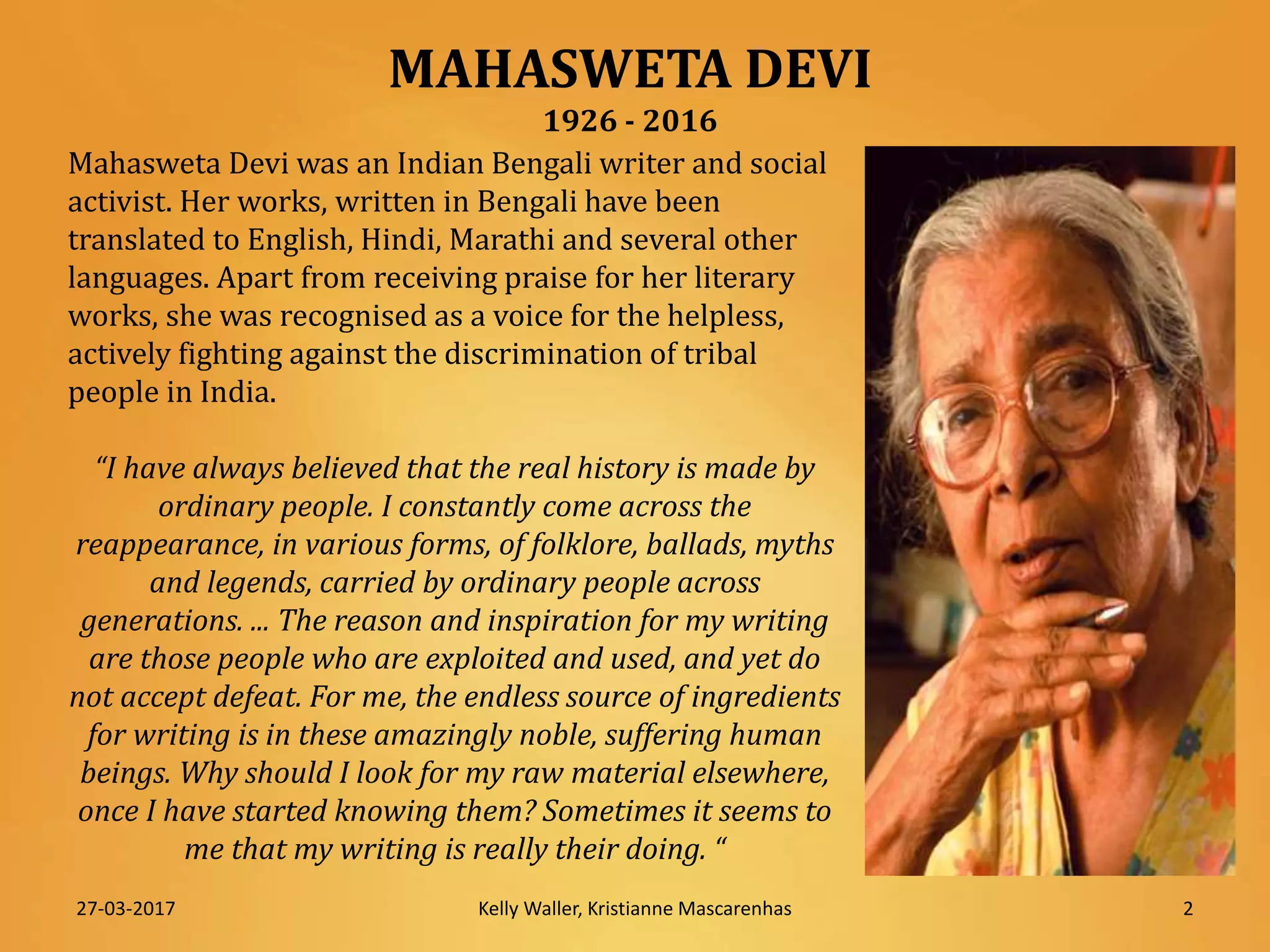 Mahasweta Devi Draupadi & Gangor (Choli ke Peeche) PPT