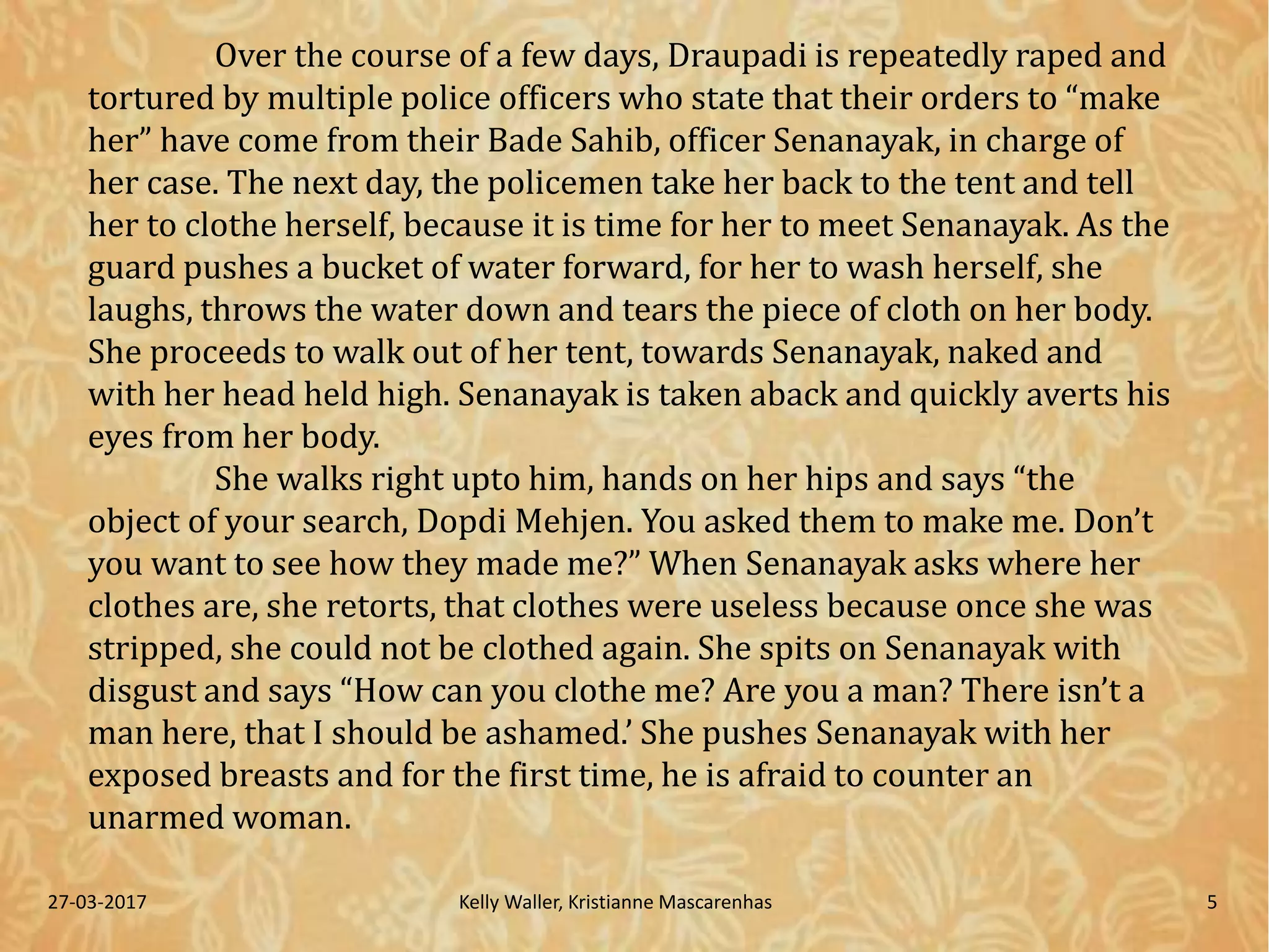 Mahasweta Devi Draupadi & Gangor (Choli ke Peeche) PPT