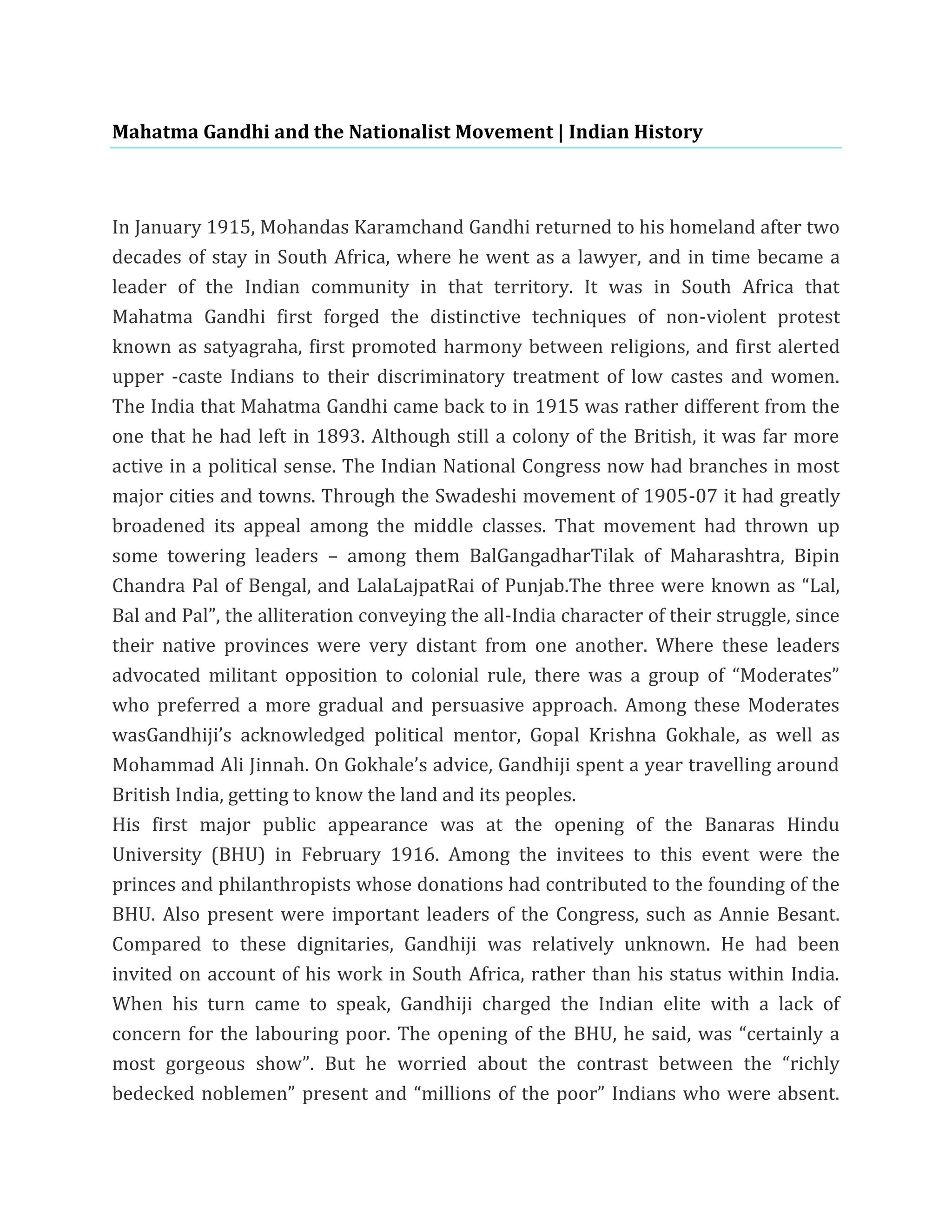 Mahatma gandhi and the nationalist movement | DOCX