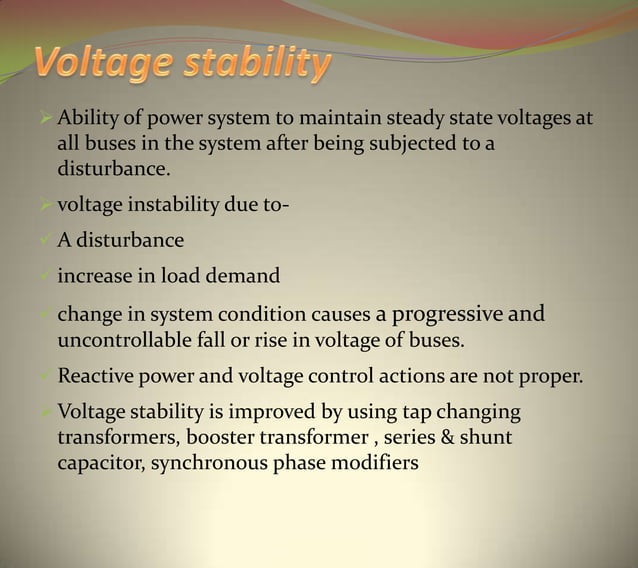 PPT ON POWER SYSTEM STABILITY PPT