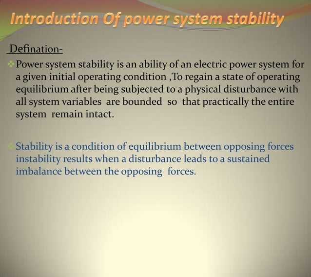 PPT ON POWER SYSTEM STABILITY PPT