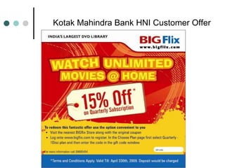 Kotak Mahindra Bank HNI Customer Offer 