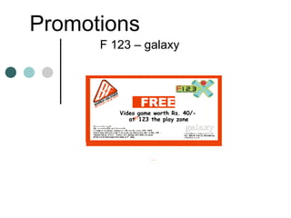 Promotions  F 123 – galaxy  Free Video game worth Rs. 40/-  at  123 the play zone FREE 