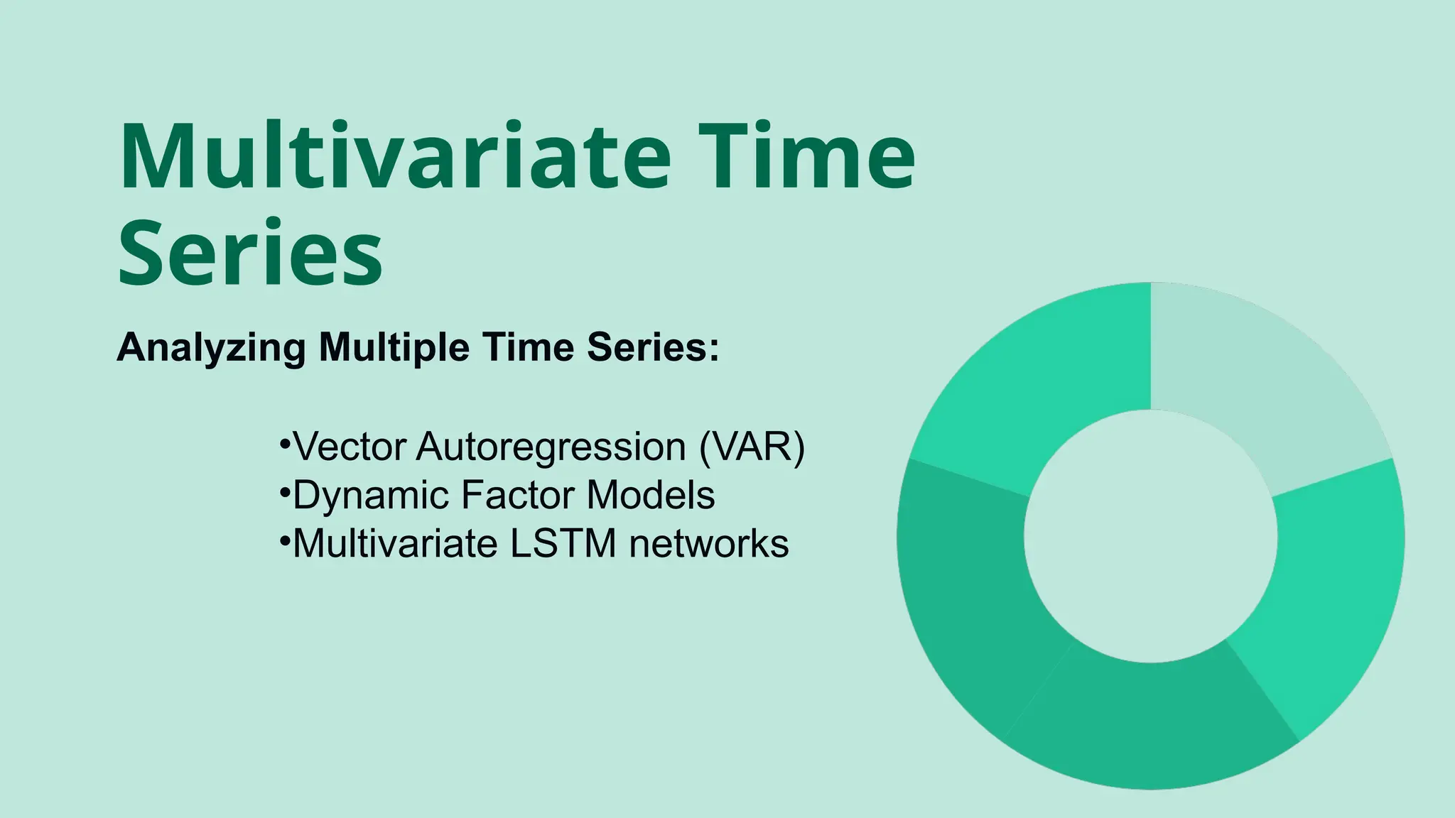 Analyzing Multiple Time Series:
Multivariate Time
Series
•Vector Autoregression (VAR)
•Dynamic Factor Models
•Multivariate LSTM networks
 