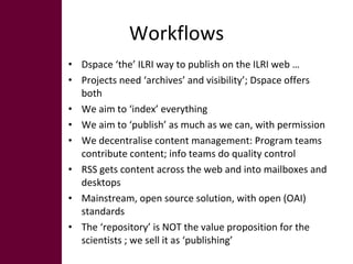 Introducing Dspace @ ILRI