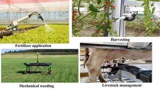 Harvesting
Fertilizer application
Mechanical weeding Livestock management
 