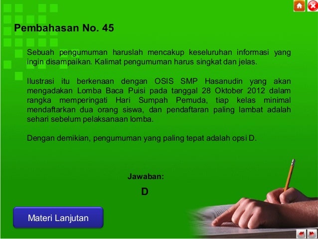 Kisi-kisi UN B.indonesia kelas 9 SMP