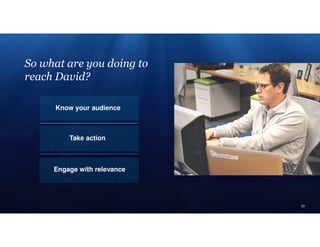 23
So what are you doing to
reach David?
Know your audience
Take action
Engage with relevance
 