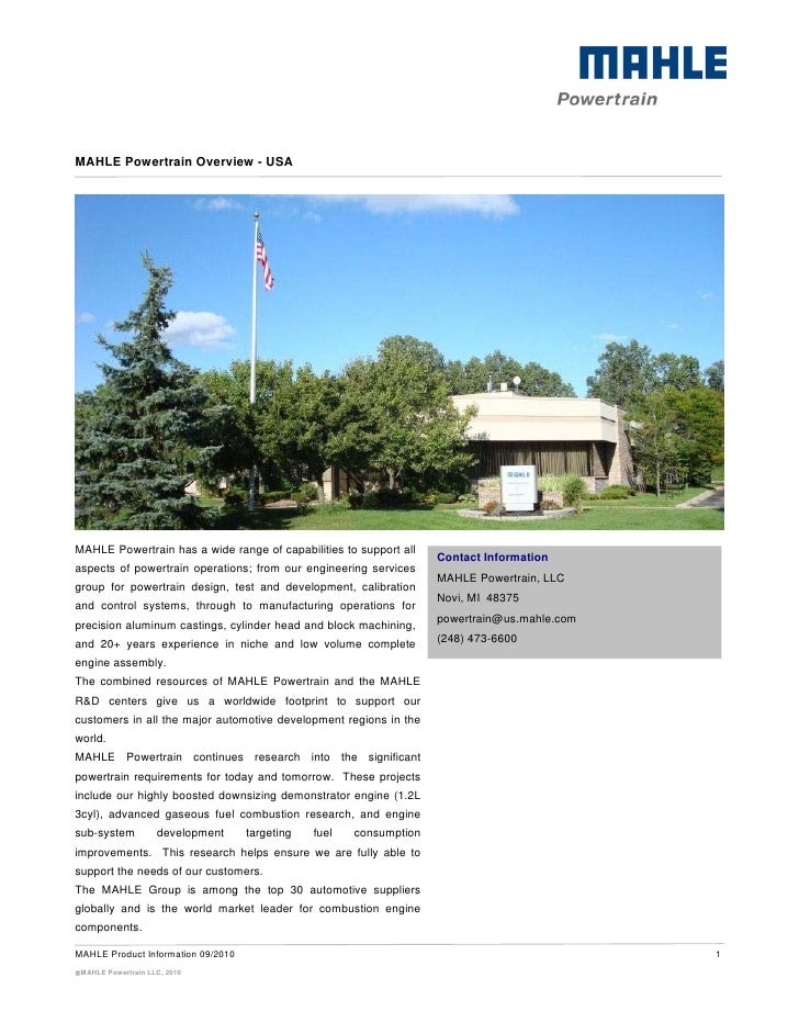 MAHLE Powertrain USA Overview