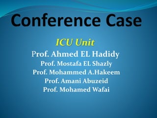 ICU Unit
Prof. Ahmed EL Hadidy
Prof. Mostafa EL Shazly
Prof. Mohammed A.Hakeem
Prof. Amani Abuzeid
Prof. Mohamed Wafai
 