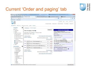 Current ‘Order and paging’ tab
 