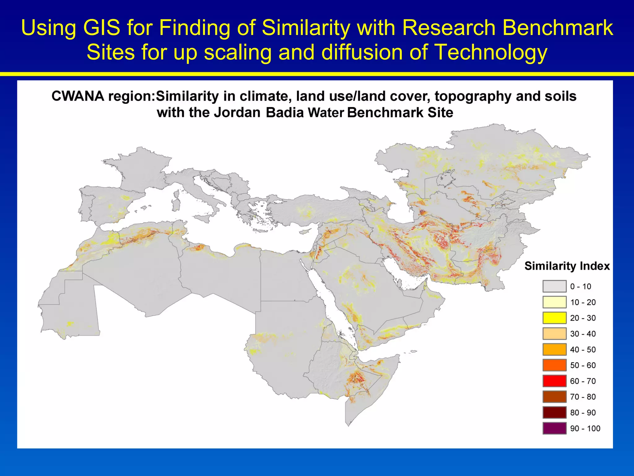 Using GIS for Finding of Similarity with Research Benchmark Sites for up scaling and diffusion of Technology 