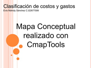 Clasificación de costos y gastos
Evis Maholy Sánchez C.I22677599
Mapa Conceptual
realizado con
CmapTools
 