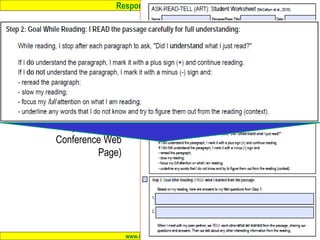 Response to Intervention
www.interventioncentral.org
ASK-READ-TELL
(ART): Reading
Comprehension:
Cognitive Strategy
(Available on
Conference Web
Page)
 