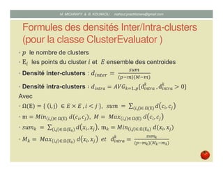 Formules des densités Inter/Intra-clusters
(pour la classe ClusterEvaluator )
Mustapha MICHRAFY & Bernard KOUAKOU datascie...
