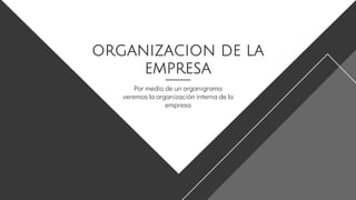 ORGANIZACION DE LA
EMPRESA
Por medio de un organigrama
veremos la organización interna de la
empresa
 