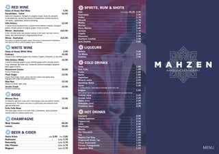 Mahzen Turkish Restaurant- Menu