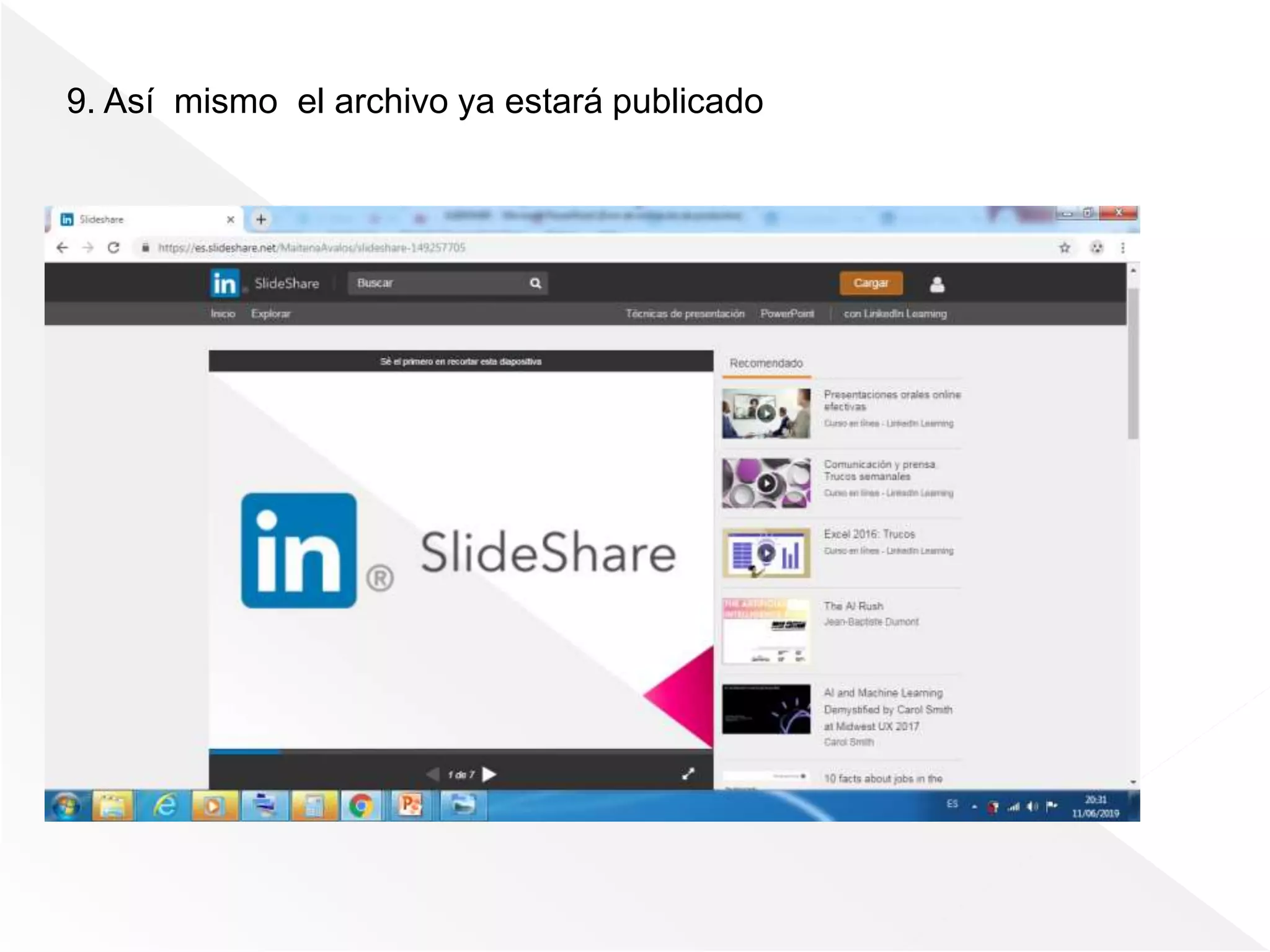 9. Así mismo el archivo ya estará publicado
 