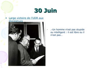 30 Juin Large victoire de l’UDR aux législatives   .-Un homme n'est pas stupide ou intelligent : il est libre ou il n'est pas… 