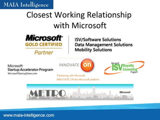 Closest Working Relationship  with Microsoft 