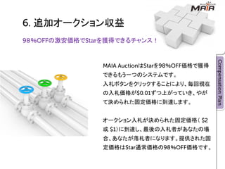 追加オークション収益
８％   の激安価格で   を獲得できるチャンス！


                        は   を   ％   価格で獲得
               できるもう一つのシステムです。
               入札ボタンをクリックすることにより、毎回現在
               の入札価格が       ずつ上がっていき、やが
               て決められた固定価格に到達します。


               オークション入札が決められた固定価格＇
               或   （に到達し、最後の入札者があなたの場
               合、あなたが落札者になります。提供された固
               定価格は   通常価格の     ％   価格です。
 