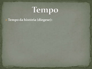  Tempo da história (diegese):
 