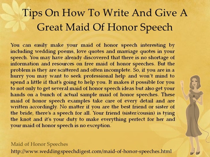 Maid of Honor Speeches