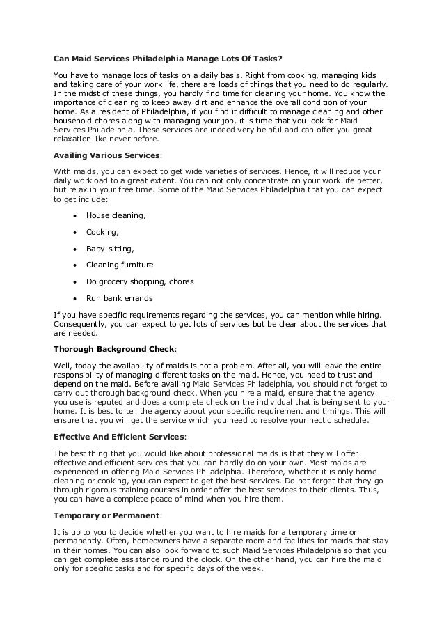 Philadelphia Housekeeping