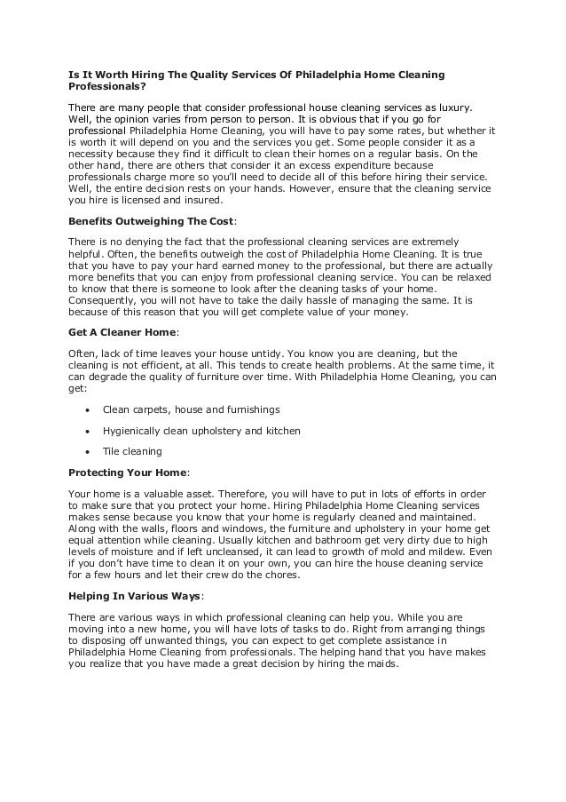 Philadelphia Housekeeping