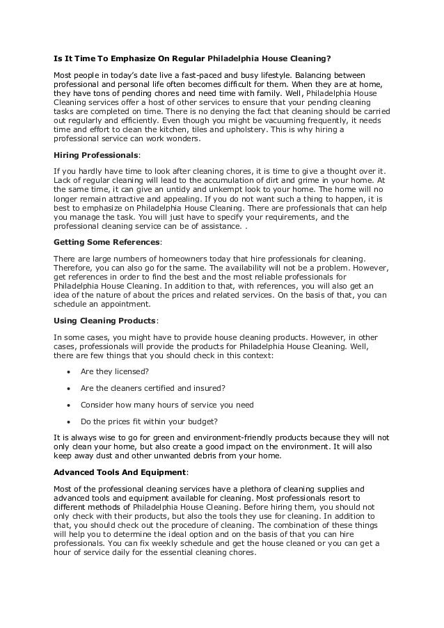 Philadelphia Housekeeping