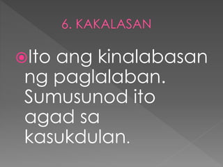 Ito ang kinalabasan
ng paglalaban.
Sumusunod ito
agad sa
kasukdulan.
 