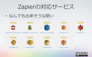 17
Zapierの対応サービス
• なんでも出来そうな勢い
 