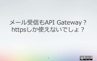 3
メール受信もAPI Gateway？
httpsしか使えないでしょ？
 