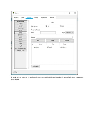 Mail server on using cisco packet tracer | PDF