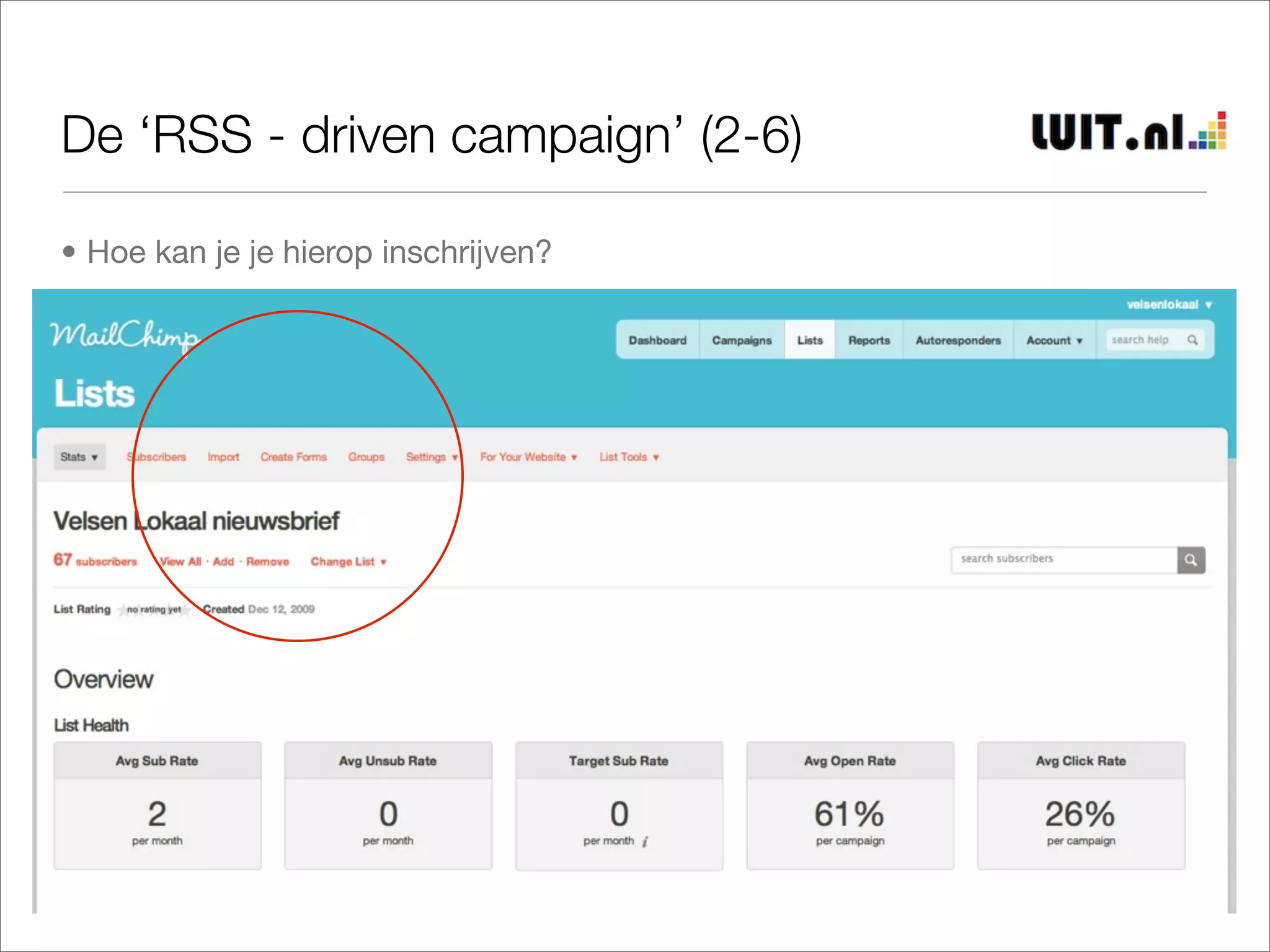 De ‘RSS - driven campaign’ (2-6)

• Hoe kan je je hierop inschrijven?
 