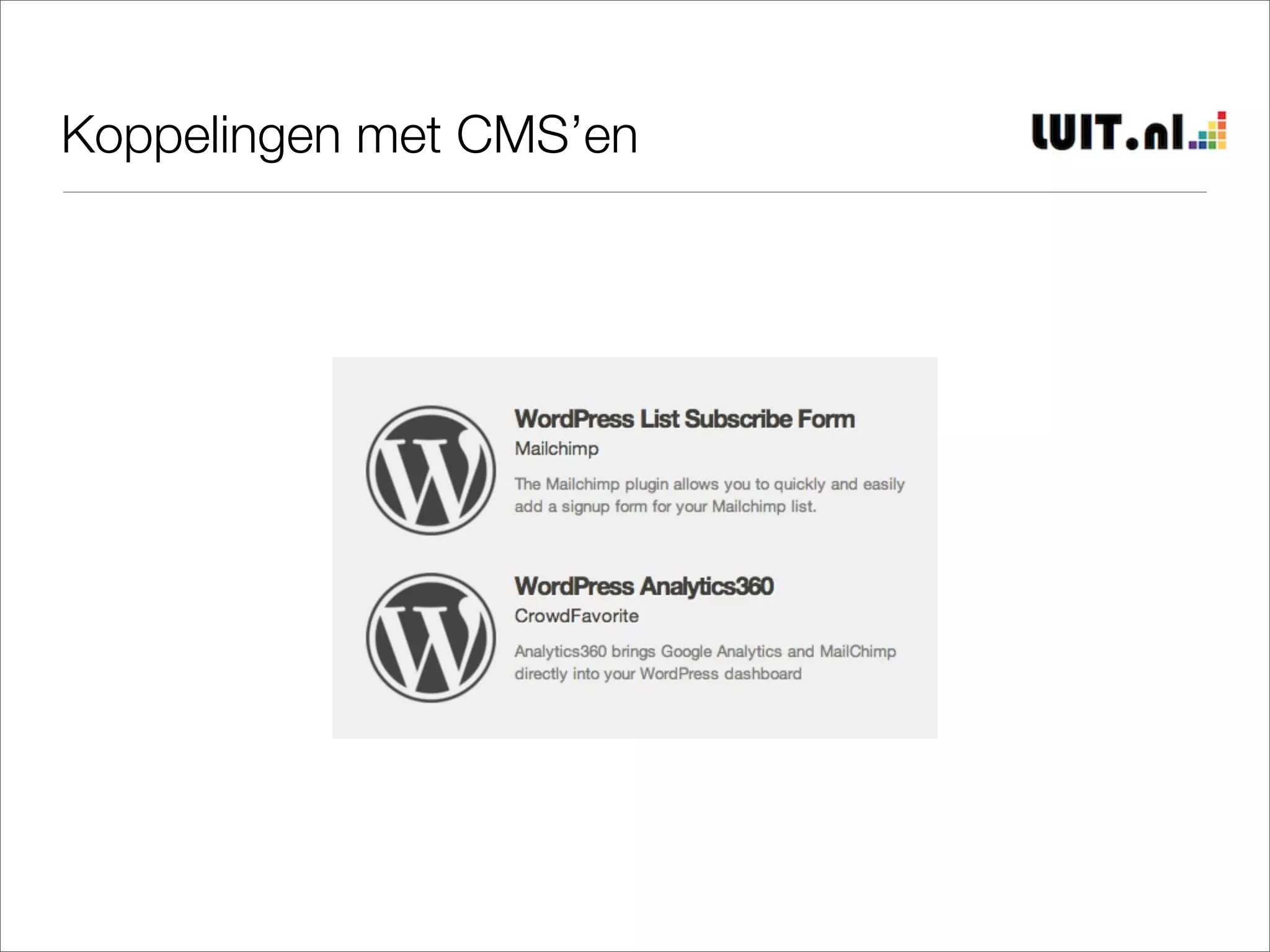 Koppelingen met CMS’en
 