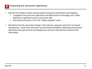 31
Improving the consumer experience
August 2019
• Overall, the market has been moving toward increased customization and ...