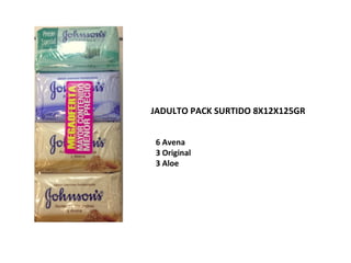 JADULTO PACK SURTIDO 8X12X125GR
6 Avena
3 Original
3 Aloe

 