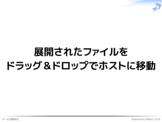 メールの暗号化 Powered by Rabbit 2.0.9
展開されたファイルを
ドラッグ＆ドロップでホストに移動
 