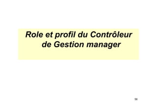 Role et profil du Contrôleur
de Gestion manager

56

 