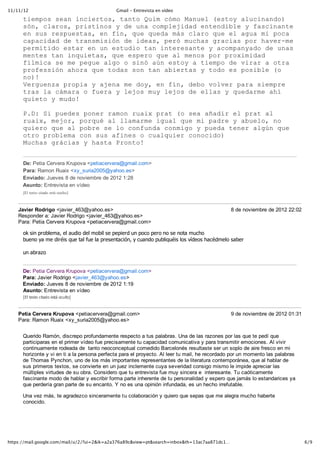 !!"!!"!#                                      $%&'()*)+,-./0'1-&)/,)023/4

      !"#$%&'('#)*("*+"#,!&'-(!)*!&(./"$(+0$&(1)*/#2(3#'!&4()2/+"*)*5&6
      '0*-(+2),&'-(%,"'!7*&'(4(5#(/*)(+&$%2#8"5)5(#*!#*5"92#(4(:)'+"*)*!#
      #*('/'(,#'%/#'!)'-(#*(:7*-(;/#(;/#5)($<'(+2),&(;/#(#2()=/)($"(%&+)
      +)%)+"5)5(5#(!,)*'$"'"0*(5#("5#)'-(%#,0($/+>)'(=,)+")'(%&,(>)?#,@$#
      %#,$"!"5&(#'!),(#*(/*(#'!/5"&(!)*("*!#,#')*!#(4()+&$%)*4)5&(5#(/*)'
      $#*!#'(!)*("*;/"#!)'-(;/#(#'%#,&(;/#()2($#*&'(%&,(%,&A"$"5)5
      :72$"+)('#($#(%#=/#()2=&(&('"*0()B*(#'!&4()(!"#$%&(5#(?",),()(&!,)
      %,&:#''"0*()>&,)(;/#(!&5)'('&*(!)*()9"#,!)'(4(!&5&(#'(%&'"92#(3&
      *&6C
      D#,=/#*E)(%,&%")(4()8#*)($#(5&4-(#*(:7*-(5#9&(?&2?#,(%),)('"#$%,#
      !,)'(2)(+<$),)(&(:/#,)(4(2#8&'($/4(2#8&'(5#(#22)'(4(;/#5),$#()>7
      ;/"#!&(4($/5&C

      FGHI(J"(%/#5#'(%&*#,(,)$&*(,/)"A(%,)!(3&('#)()K)5",(#2(%,)!()2
      ,/)"A-($#8&,-(%&,;/L()2(22)$),$#("=/)2(;/#($"(%)5,#(4()9/#2&-(*&
      ;/"#,&(;/#()2(%&9,#('#(2&(+&*:/*5)(+&*$"=&(4(%/#5)(!#*#,()2=B*(;/#
      &!,&(%,&92#$)(+&*('/'():"*#'(&(+/)2;/"#,(+&*&+"5&6
      1/+>)'(=,<+")'(4(>)'!)(F,&*!&C


      !"#!"#$%&!'#()#(&!*(+,-)&!.,#$%&/#()#(&012&%34/-25
      $%&%#!6&2-7!6+&%8!.89:;+(%&<==>09&?--4#;5!
      '()*%+,#!@+#)#;!A!B#!7-)%#2C(#!B#!<=D<!DE<A
      -./(0,#!F7$(#)%;$&!#7!)GB#-
      !"#$%&'%($)*%+,($&-%.$()/#%(0



    1%)*"&23,+&*4,2.H&)%#(:IJK09&?--4#;5                                                        A!B#!7-)%#2C(#!B#!<=D<!<<E=<
    6#;,-7B#(!&E!@&)%#(!6-B(%1-!.H&)%#(:IJK09&?--4#;5
    "&(&E!"#$%&!'#()#(&!*(+,-)&!.,#$%&/#()#(&012&%34/-25

      !"#$%&#'(!)*+,-.#+*#-/0%!#0+*#,!)%*#$+#'+'%+(0#/&#'!1!#'+(!#&!#$+#&!2-#,/13!
      )/+&!#4-#,+#0%(5%$#6/+#2-*#7/+#*-#'(+$+&2-1%8&.#4#1/-&0!#'/)*%6/5%$#*!$#9:0+!$#3-150,+*!#$-)+(

      /&#-)(-;!


      !"#!"#$%&!'#()#(&!*(+,-)&!.,#$%&/#()#(&012&%34/-25
      $%&%#!@&)%#(!6-B(%1-!.H&)%#(:IJK09&?--4#;5!
      '()*%+,#!@+#)#;!A!B#!7-)%#2C(#!B#!<=D<!DEDL
      -./(0,#!F7$(#)%;$&!#7!)GB#-
      <=*#2+>2!#1%2-0!#+$2?#!1/*2!@



    $"0*%25"&)"&%26&/7,)%2.,#$%&/#()#(&012&%34/-25                                              L!B#!7-)%#2C(#!B#!<=D<!=DEKD
    "&(&E!6&2-7!6+&%8!.89:;+(%&<==>09&?--4#;5


      M+#(%B-!6&2N7O!B%;/(#,-!,(-P+7B&2#7$#!(#;,#/$-!&!$+;!,&3&C(&;4!Q7&!B#!3&;!(&R-7#;!,-(!3&;!S+#!$#!,#BG!S+#
      ,&($%/%,&(&;!#7!#3!,(%2#(!)GB#-!P+#!,(#/%;&2#7$#!$+!/&,&/%B&B!/-2+7%/&$%)&!9!,&(&!$(&7;2%$%(!#2-/%-7#;4!T3!)%)%(
      /-7$%7+&2#7$#!(-B#&B&!B#!!$&7$-!7#-/-7/#,$+&3!/-2#B%B-!U&(/#3-7V;!(#;+3$&;$#!;#(!+7!;-,3-!B#!&%(#!P(#;/-!#7!2%
      ?-(%R-7$#!9!)%!#7!$%!&!3&!,#(;-7&!,#(P#/$&!,&(&!#3!,(-9#/$-4!T3!3##(!$+!2&%3O!?#!(#/-(B&B-!,-(!+7!2-2#7$-!3&;!,&3&C(&;
      B#!W?-2&;!"97/?-7O!+7-!B#!3-;!2X;!%2,-($&7$#;!(#,(#;#7$&7$#;!B#!3&!3%$#(&$+(&!/-7$#2,-(X7#&O!S+#!&3!?&C3&(!B#
      ;+;!,(%2#(-;!$#8$-;O!;#!/-7)%#($#!#7!+7!H+#R!%7/3#2#7$#!/+9&!;#)#(%B&B!/-7;%1-!2%;2-!3#!%2,%B#!&,(#/%&(!3&;
      2Y3$%,3#;!)%($+B#;!B#!;+!-C(&4!'-7;%B#(-!S+#!$+!#7$(#)%;$&!P+#!2+9!;%7/#(&!#!!%7$#(#;&7$#4!W+!/&N$%/&2#7$#
      P&;/%7&7$#!2-B-!B#!?&C3&(!9!#;/(%C%(!P-(2&!,&($#!%7?#(#7$#!B#!$+!,#(;-7&3%B&B!9!#;,#(-!S+#!H&2X;!3-!#;$&7B&(%/#;!9&
      S+#!,#(B#(G&!1(&7!,&($#!B#!;+!#7/&7$-4!Z!7-!#;!+7&!-,%7%N7!%7P+7B&B&O!#;!+7!?#/?-!%((#P+$&C3#4!

      Q7&!)#R!2X;O!$#!&1(&B#R/-!;%7/#(&2#7$#!$+!/-3&C-(&/%N7!9!S+%#(-!S+#!;#,&;!S+#!2#!&3#1(&!2+/?-!?&C#($#
      /-7-/%B-4




7--819""%&'(:;44;(/:<4%"%&'("="#">='?#@'A?&#&BC5&D6<@0'/E?8-@1/&.<7?',F4G@-7?!B&<C&&DC!3<!H                                    5"6
 